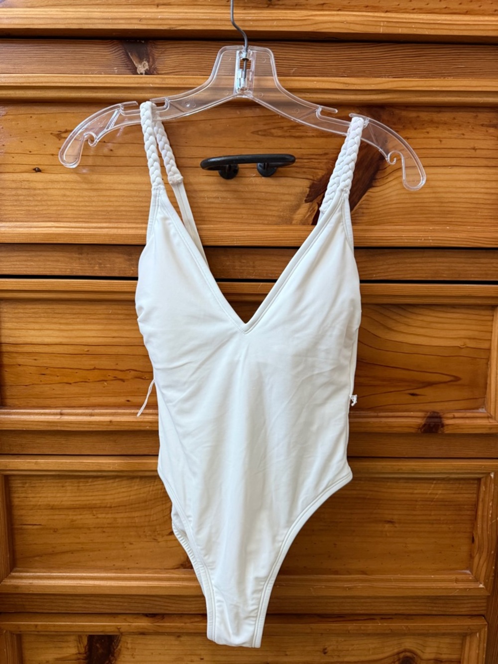 SHADE & SHORE Women’s One Piece Off White Swimsuit with Braided Straps NWT XS